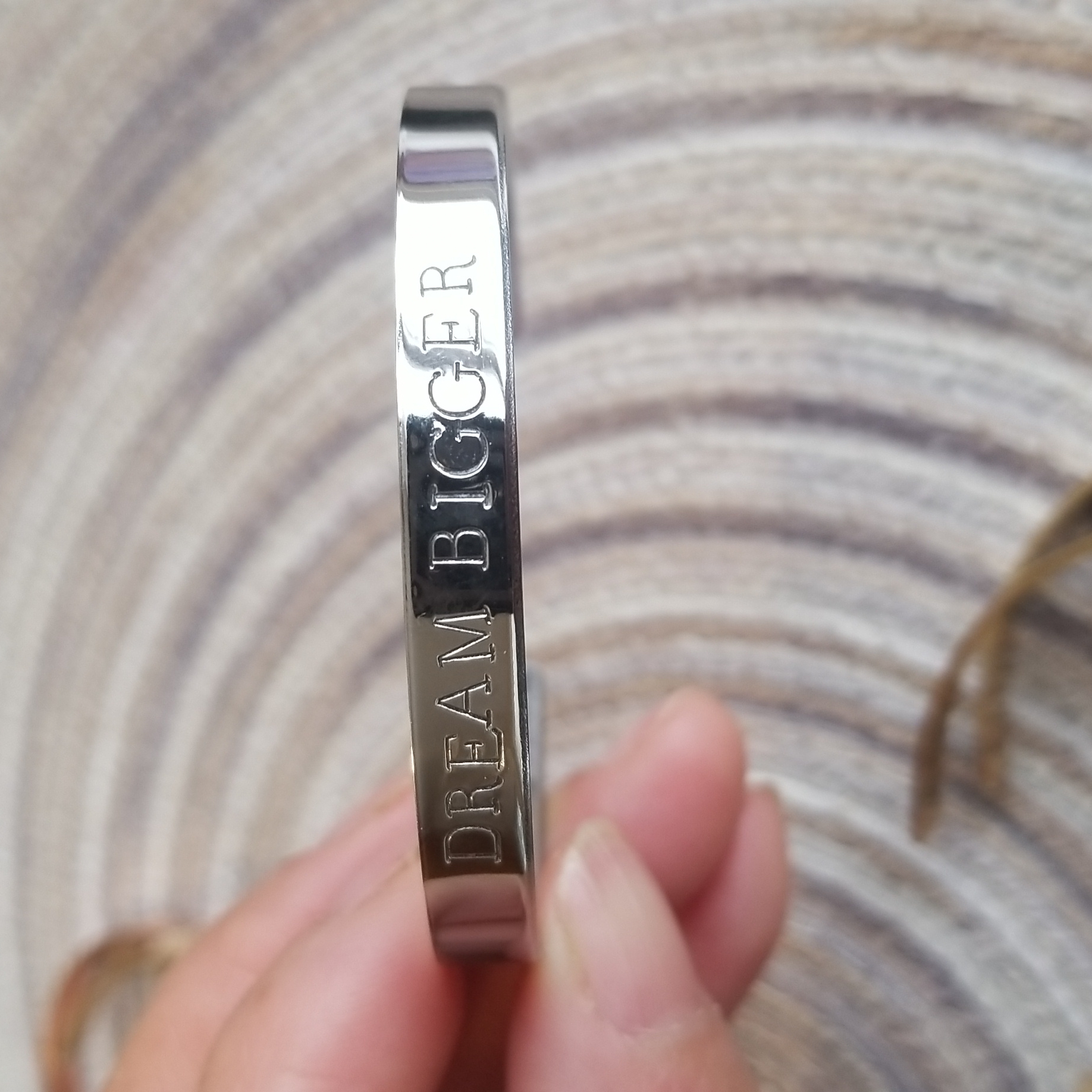 Dream Bigger Stainless Steel Cuff Bracelet